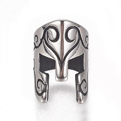 Antique Silver 304 Stainless Steel Beads, Gladiator Helmet, Antique Silver, 12.5x8x9mm, Hole: 6mm