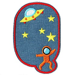 Steel Blue Computerized Embroidery Cloth Iron on/Sew on Patches, Costume Accessories, Astronaut, Steel Blue, 12.3x8.1cm