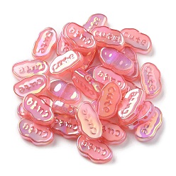 Rose Chaud Placage uv perles acryliques lumineuses, iridescent, nuage, rose chaud, 15x26x6mm, Trou: 2.6mm