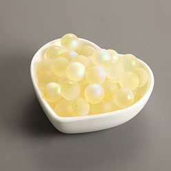 Light Goldenrod Yellow Czech Glass Beads, No Hole, with Glitter Powder, Round, Light Goldenrod Yellow, 12mm