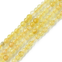 Opale Jaune Jaunes naturelles perles d'opale brins, facette, ronde, 2mm, Trou: 0.6mm, Environ 196~199 pcs/chapelet, 15.43~15.67 pouce (39.2~39.8 cm)
