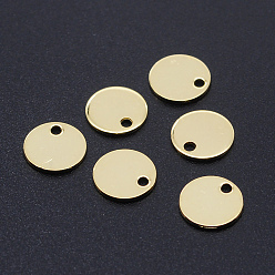 Golden 201 Stainless Steel Laser Cut Charms, Blank Stamping Tag, Flat Round, Golden, 8x1mm, Hole: 1.4mm