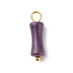 Calcite Natural Calcite Pendants, with Golden Tone Brass Findings, Bamboo-Shaped Charm, Dyed & Heated, 17.5x5mm, Hole: 2.5~2.7mm