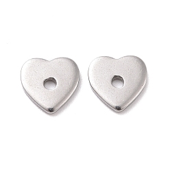 Stainless Steel Color 304 Stainless Steel Beads, Heart, Stainless Steel Color, 6x6x1mm, Hole: 1mm