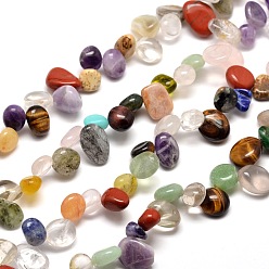 Mixed Stone Natural & Synthetic Gemstone Chip Bead Strands, 8~22x7~16x4~8mm, Hole: 1mm, about 16 inch