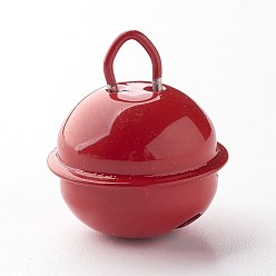 Rouge Pendentifs de fer en forme de cloche, rouge, 23.5x21.5mm, Trou: 4x4mm