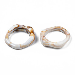 Floral White Opaque Acrylic Linking Rings,  Imitation Jade, Polygon, Floral White, 27x25x6.5mm, Inner Diameter: 17x17.5mm, about 385pcs/500g
