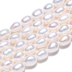 Seashell Color Natural Cultured Freshwater Pearl Beads Strands, Rice, Seashell Color, 6~7x4.8~5.5mm, Hole: 0.7~0.8mm, about 27pcs/strand, 7.09 inch(18cm)