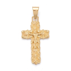 Doré  Pâques 304 grands pendentifs en acier inoxydable, crucifix croix, or, 51.5x29.5x5mm, Trou: 7x12mm