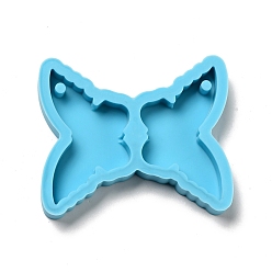 Deep Sky Blue Butterfly DIY Pendant Silicone Molds, Resin Casting Molds, for UV Resin & Epoxy Resin Jewelry Making, Deep Sky Blue, 44x52.5x7mm, Hole: 3mm, Inner Diameter: 25x39mm