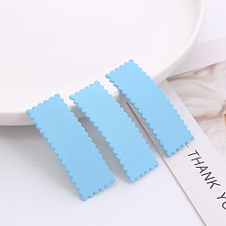 Light Sky Blue Frosted Plastic Snap Hair Clips, with Metal Clip, for Women and Girls, Waved Rectangle, Light Sky Blue, 55x20mm