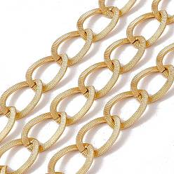 Золотой Овальные бордюрные цепи из оксидированного алюминия, текстура, несварные, с катушкой, золотые, ссылка: 24.5x18.5x1 mm, около 10 м / рулон