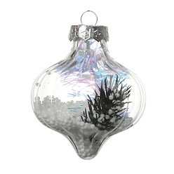 Lantern Décorations de pendentifs boule remplissables en plastique transparent, ornement suspendu de sapin de noël, lanterne, 100x78mm