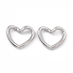 Stainless Steel Color 304 Stainless Steel Link Rings, Twisted Heart, Stainless Steel Color, 17x20x2mm, Inner Diameter: 9x15mm