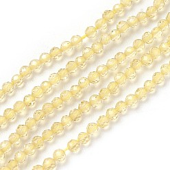 Jaune Chapelets de perles en verre transparentes  , facette, ronde, jaune, 2mm, Trou: 0.5mm, Environ 164~182 pcs/chapelet, 14.8~15.7 pouce (37.5~40 cm)