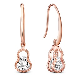 Rose Gold SHEGRACE 925 Sterling Silver Earring, with Grade AAA Cubic Zirconia, Calabash, Rose Gold, 35mm