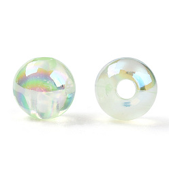 Pale Green Transparent Acrylic Beads, AB Colors Plated, Round, Pale Green, 6mm, Hole: 1.8mm, about 4800pcs/500g