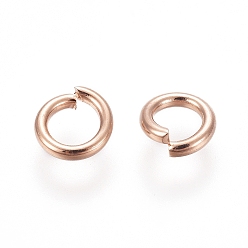 Rose Gold 304 Stainless Steel Open Jump Rings, Rose Gold, 18 Gauge, 8x1mm, Inner Diameter: 6mm