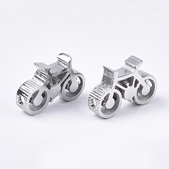 Stainless Steel Color 304 Stainless Steel Beads, Motorbike, Stainless Steel Color, 10x15.5x3.5mm, Hole: 1.6mm