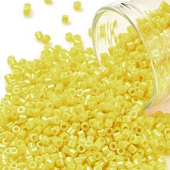Gold Cylinder Seed Beads, Opaque Colours Luster, Uniform Size, Gold, 2x1.5mm, Hole: 0.8mm, about 40000pcs/bag, about 450g/bag