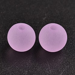Plum Transparent Acrylic Ball Beads, Frosted Style, Round, Plum, 6mm, Hole: 1mm, about 4200pcs/500g
