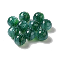 Sea Green Resin Glitter Beads, Round Beads, Sea Green, 15.5~16x15mm, Hole: 2.8mm