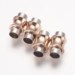 Or Rose 304 fermoirs magnétiques en acier inoxydable avec extrémités à coller, vase, or rose, 16.5x10mm, Trou: 6mm
