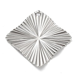 Stainless Steel Color 304 Stainless Steel Pendants, Rhombus Charm, Stainless Steel Color, 31x31x2mm, Hole: 1.6mm