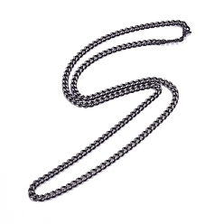 Gunmetal Men's 304 Stainless Steel Cuban Link Chain Necklaces, with Lobster Claw Clasps, Gunmetal, 24.4 inch(62cm), 6x4.2x2mm