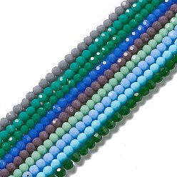 Mixed Color Faceted(32 Facets) Glass Beads Strands, Round, Mixed Color, 4mm, Hole: 1mm, about 99~107pcs/strand, 14.09~15.43''(35.8~39.2cm)