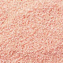 Pêche Perles de rocaille cylindriques, lustre de couleurs opaques, taille uniforme, peachpuff, 2x1.3~1.5mm, Trou: 0.8~1mm, environ 40000 pcs / sachet , 450 g / sac