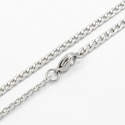 Stainless Steel Color 304 Stainless Steel Curb Chain Necklaces, with Lobster Claw Clasps, Stainless Steel Color, 29.5 inch(74.9cm)