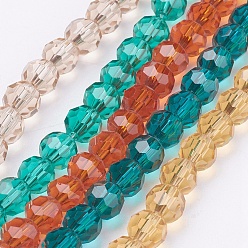Mixed Color Eco-Friendly Glass Round Beads Strands, Faceted(32 Facets), Mixed Color, 8mm, Hole: 1mm, about 72pcs/strand, 22.6 inch