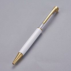 White Creative Empty Tube Ballpoint Pens, with Black Ink Pen Refill Inside, for DIY Glitter Epoxy Resin Crystal Ballpoint Pen Herbarium Pen Making, Golden, White, 140x10mm