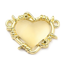 Oro Conector de aleación de rhinestone, con resina translúcida, enlaces corazón, dorado, aptos para 1 mm de diamante de imitación, 19x24x6.5 mm, agujero: 1.6 mm