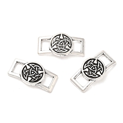 Antique Silver Tibetan Style Alloy Connector Charms, Rectangle with Round, Antique Silver, 12.5x24x2mm, Hole: 4x6mm, about 483pcs/1000g