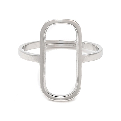 Нержавеющая Сталь Цвет 304 полое прямоугольное регулируемое кольцо из нержавеющей стали для женщин, цвет нержавеющей стали, размер США 6 1/4 (16.7 мм)