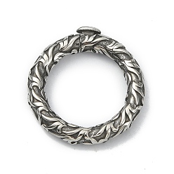 Plata Antigua Estilo tibetano 316 cierres giratorios de acero inoxidable quirúrgico, anillo redondo texturizado, plata antigua, 23.3x3.7 mm