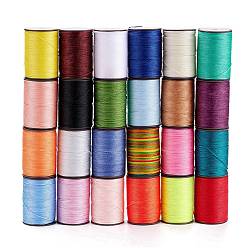 Color mezclado Hilo redondo de hilo de poliéster encerado, cordón de micro macramé, cuerda retorcida, para coser cuero, color mezclado, 0.8 mm, aproximadamente 54.68 yardas (50 m) / rollo
