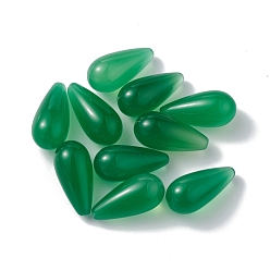Vert Vert perles naturelles onyx agate, pas de trous / non percés, teints et chauffée, larme, verte, 18.5x9mm
