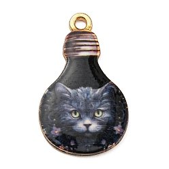 Negro Colgante de acero, sin plomo, cadmio, níquel, bombilla con forma de gato, negro, 28x17x1.5 mm, agujero: 1.8 mm