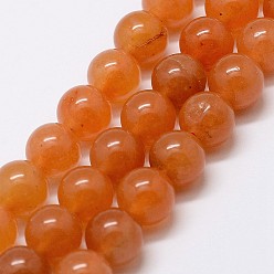 Red Aventurine Natural Red Aventurine Bead Strands, Grade A, Round, 8mm, Hole: 1mm, about 48pcs/strand, 15 inch