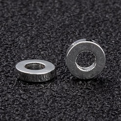 925 Sterling Silver Plated Brass Spacer Beads, Long-Lasting Plated, Flat Round, Silver, 4x1mm, Hole: 2mm