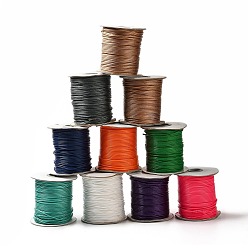 Mixed Color Waxed Polyester Cord, for Jewelry Making, Round, Mixed Color, 2mm, 100 yards/roll