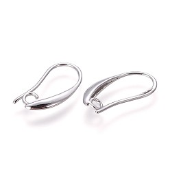 Platinum Brass Earring Hooks, with Horizontal Loop, Platinum, 18.5x9.5x2mm, Hole: 2mm, 20 Gauge, Pin: 0.8mm