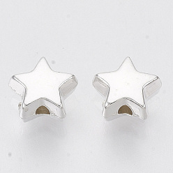 Silver CCB Plastic Beads, Star, Silver, 6x6.5x3.5mm, Hole: 1.2mm, about 8450pcs/500g
