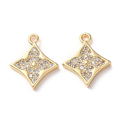 Real 18K Gold Plated Brass Micro Pave Cubic Zirconia Charms, Star, Real 18K Gold Plated, 14x11x2mm, Hole: 1.2mm