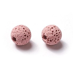 Pink Невощеные бусины из натуральной лавы, для парфюмерных шариков эфирного масла, ароматерапевтические бусы, окрашенные, круглые, розовые, 8.5 мм, отверстие : 1.5~2 мм