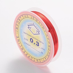 Red Round Copper Jewelry Wire, Red, 26 Gauge, 0.4mm, about 39.37 Feet(12m)/roll
