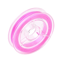 Pink Hilo elástico con cuentas elásticas fuertes, cuerda de cristal elástica plana, rosa, 0.8 mm, aproximadamente 10.93 yardas (10 m) / rollo